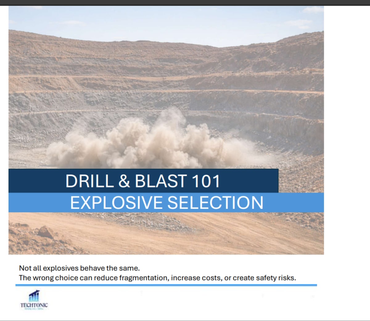 Dust rising from a blast on an open pit bench