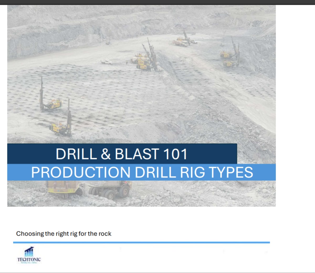 insights-production-drill-rig-types Production drill rigs working on an open pit bench